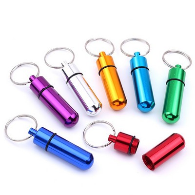 Aluminum Waterproof Pill Container with Keychain