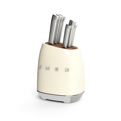 Smeg 50S Retro-Style 7Pc Knife Block Set Cream
