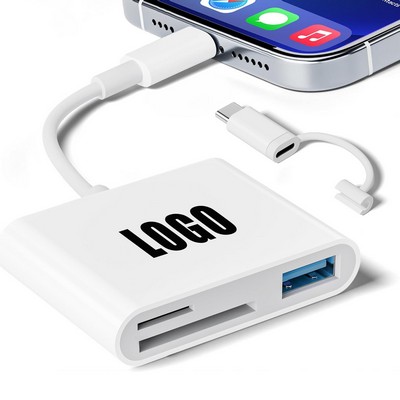 3-in-1 Dual Connector SD Memory Card Reader
