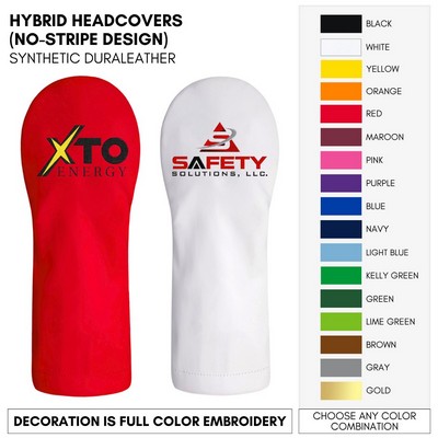 Leather Hybrid Golf Club Headcover Your Logo Embroidered