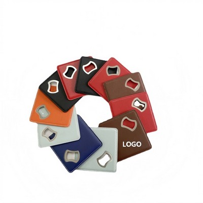 Square Leatherette Coaster with Integrated Bottle Opener