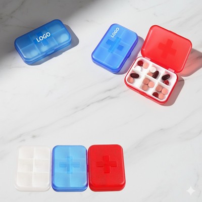 6 Compartments Cross Pill Case Tablet Box