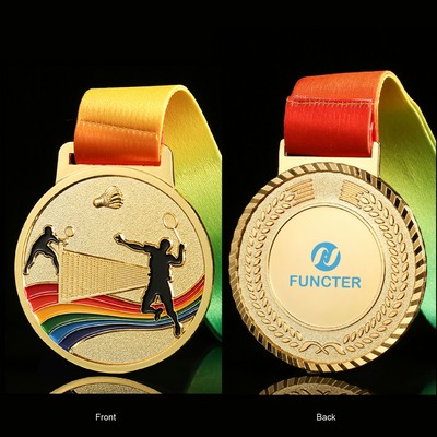 Badmintion Winner Medal Champion Award Medals with Ribbon Lanyard