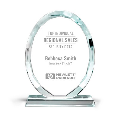 Faceted Edge Full Oval Crystal Award (6"x8")