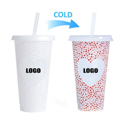 24 Oz. Handy Heart Plastic Color Changing Cup