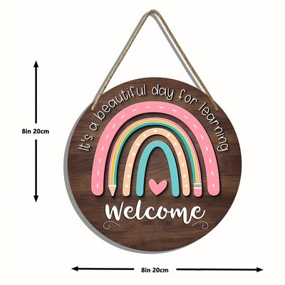 Rainbow Welcome Sign Wooden Wall Hanging