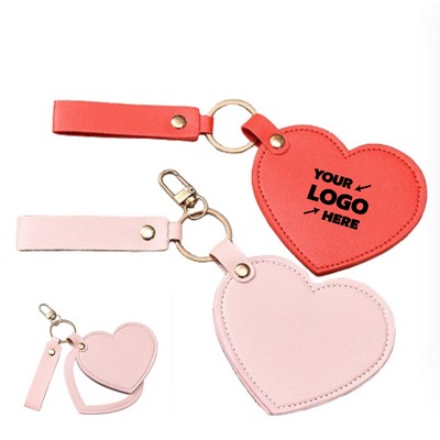 Portable Heart Shape Make up Mirror Keychain