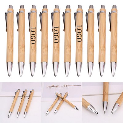 Eco-Friendly Natural Bamboo Click Action Gel Ink Ballpoint Pen