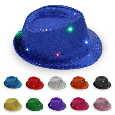 Sequin Fedora Hat with LED Light