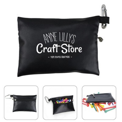 Pu Golf Tee Bag with Carabiner