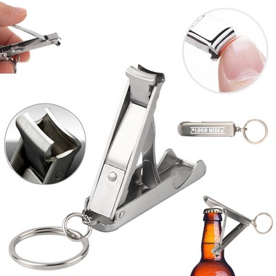 Straight Bar Nail Clippers with Bottle Opener Key Ring