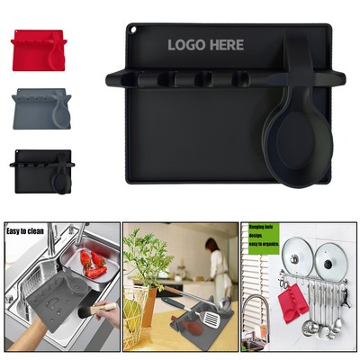 Silicone Utensil Rest with Spoon Slot.