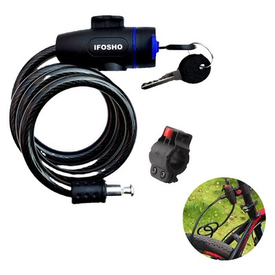 PVC 35" Dustproof Bike Lock Outdoor Anti-Theft with 2 Keys Mounting Bracket for Motorcycle Scooter