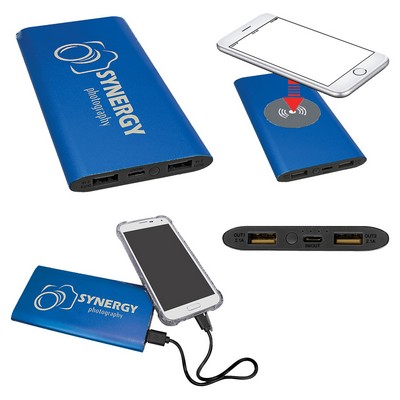 Power Bank & Wireless Anodized Charger w/USB C Cord