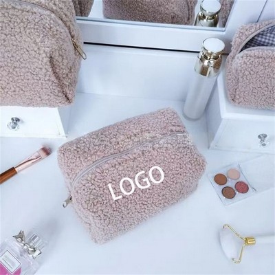 Large Capacity Portable Fleece Makeup Bag