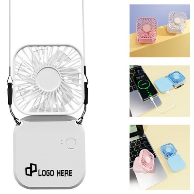 Portable Neck-Hanging Folding Fan