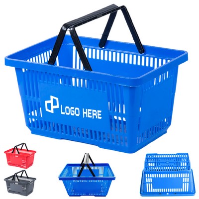 Dual-Handle Plastic Shopping Basket