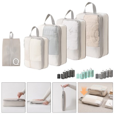 Cross Grid 5-Piece Set Of Compressible Luggage Organizers