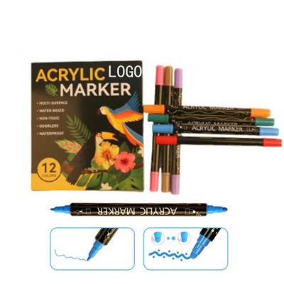 12 Color Dual Head Graffiti Marker Pen Set