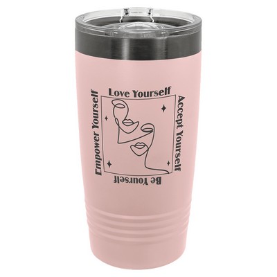 Polar Camel 20 oz. Blush/Ghost Black ION-Plated Ringneck Tumbler with Slider Lid