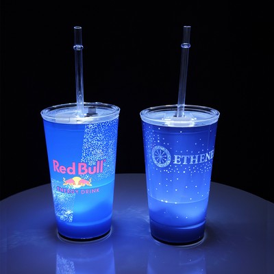 14Oz. Glowing Party Cups With Lid And For House Parties Birthdays Weddings