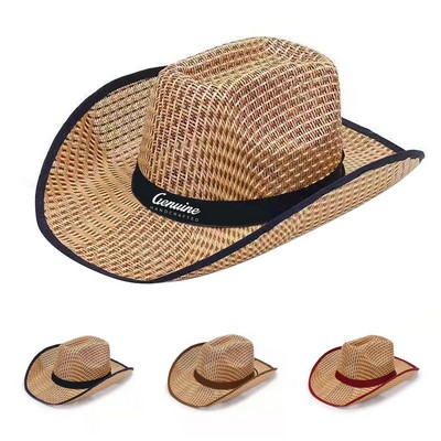 Western Style Straw Hat with Matching Band