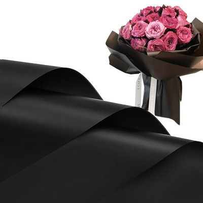 25" x 25" Floral Bouquet Wrap Paper - Black