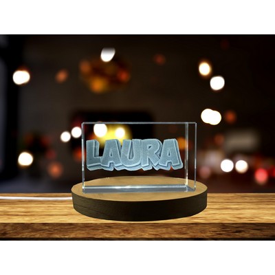 Laura Personalized 3D Engraved Crystal Trophy Award w/LED Base