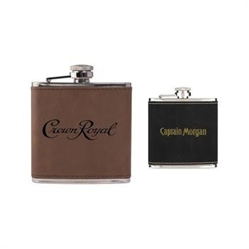 6 Oz. Leatherette Wrapped Stainless Steel Hip Flask