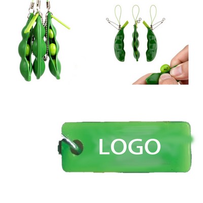 Bean Squeezing Fun Stress Relief Pea Pod Keychain Toy