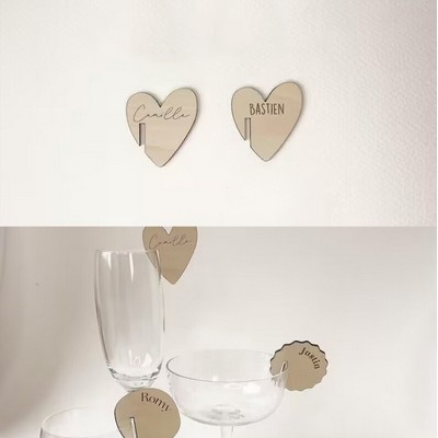 Heart Shape Wood Drink Marker Wine Glass Recognizer