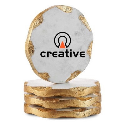 Natural Marble Coaster with Gold Edge