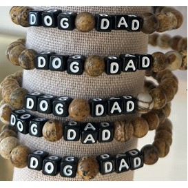 Dog Dad Natural Stone Beaded Bracelet
