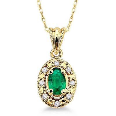 Jilco Inc Diamond & Emerald Necklace