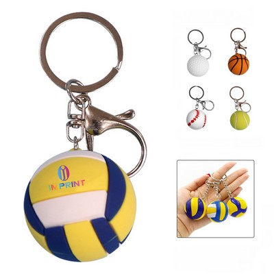 Soft Rubber Ball Keychain Accessory