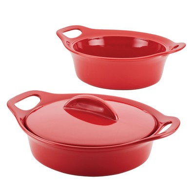 Rachael Ray Ceramic 3Pc Casserole Set - Red