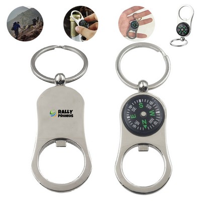 Multi-Function Metal Bottle Opener With Compass Keychain