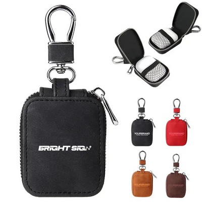 PU Leather Earphone Case with Keychain