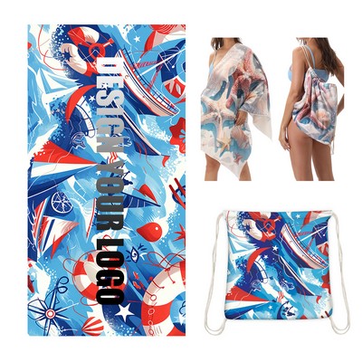 63" 2-in-1 Foldable Backpack & Beach Towel