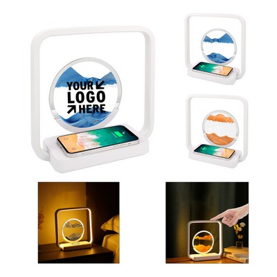 Flowing Sand Art Wireless Fast Charging Night Light LED Table Ambient Lamp