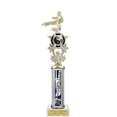 18" Action Matrix Blue Martial Arts 1 Column Trophy