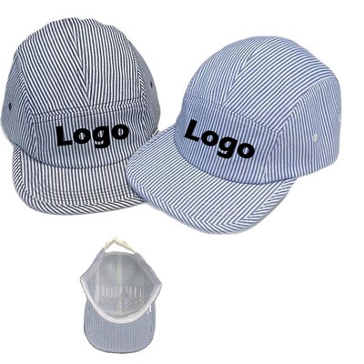 Adult Train Engineer Flat Brim Stripe Baseball Cap