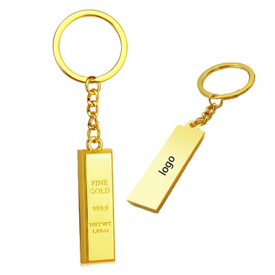 Metal Pendant Custom Replica Gold Bar Keychain
