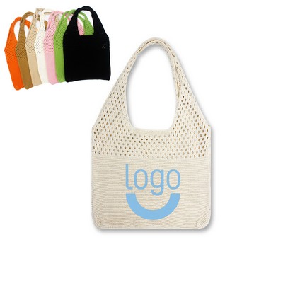 Chic Retro Crochet Beach Bag - Handwoven