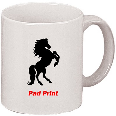 11 oz White C-Handle Ceramic Coffee Mug