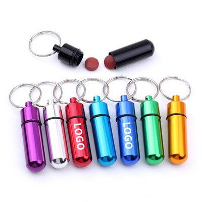 Portable Aluminum Pill Box with Keychain