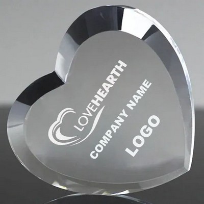Beveled Heart Shape Crystal Paperweight