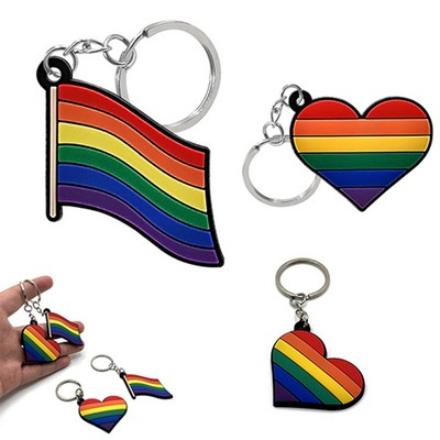 PVC Rainbow Pride Flag Keychain