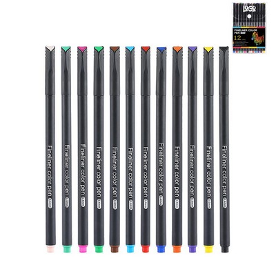 12 Color Waterproof Fineliner Pen Set