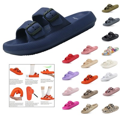 EVA Double Buckle Adjustable Flat Sandals